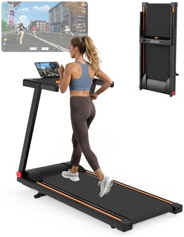 Treadmill with a screen displaying a virtual running environment. fully equipped to make your running experience easier 